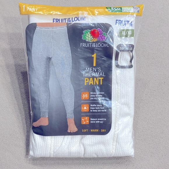 NWT Fruit of the Loom Mens Thermal Bottom Dual Defense Waffle Knit Pants Size XL - Picture 4 of 14